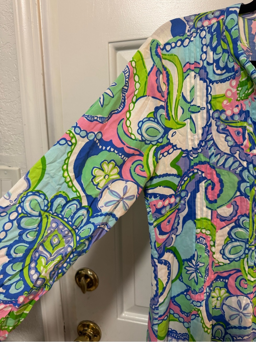 LILLY PULITZER Size Medium Sarasota Pin tuck Tunic Dress Multi Conch NWOT - Picture 3 of 8